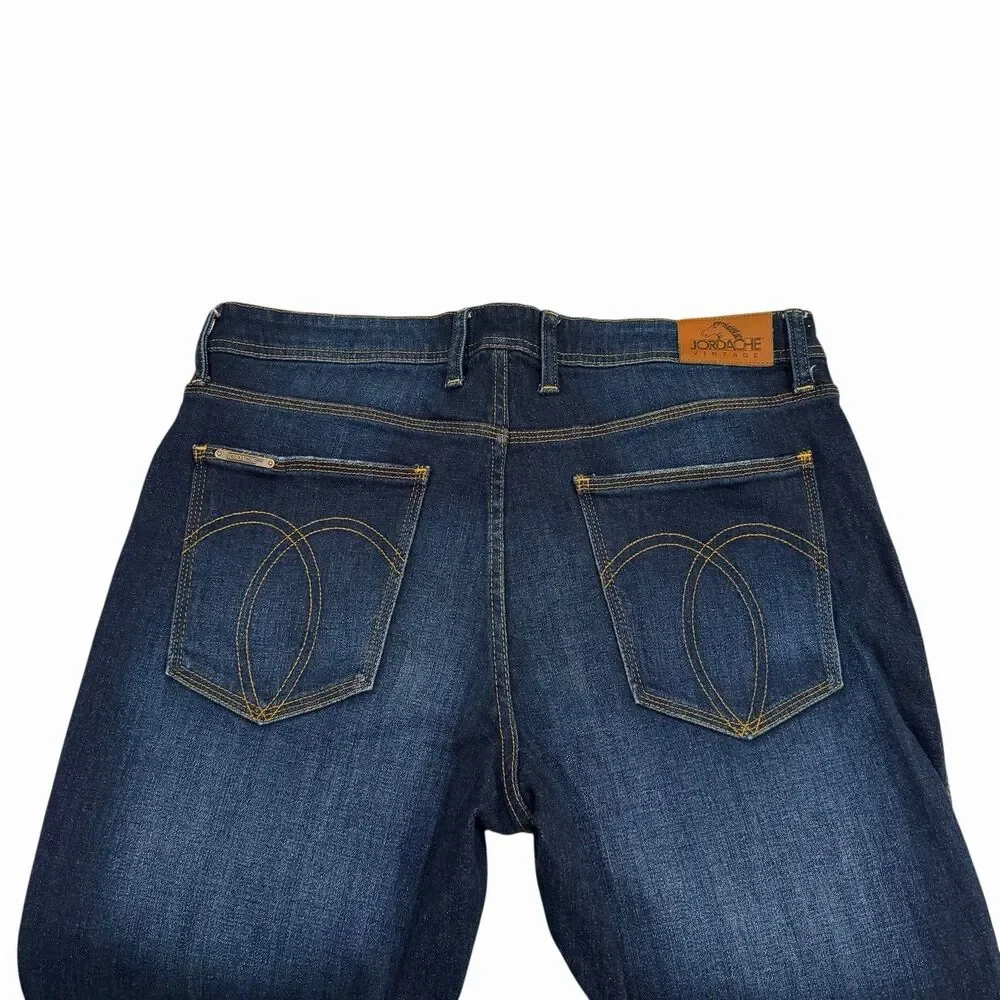 Jordache Vintage Mens Jeans Horse Cowboy 36x32 Distressed‎ Blue Denim Taper
